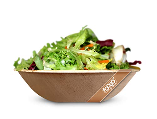 FOOGO Green 10 Cuencos de hoja de palma Desechable|12cm Bol Ensaladera, Tazas de Postre, Profundo |Vajilla Ecológico Biodegradable Duro|Como Platos Bambu, Vasos plástico, papel|Fiesta de Bodas