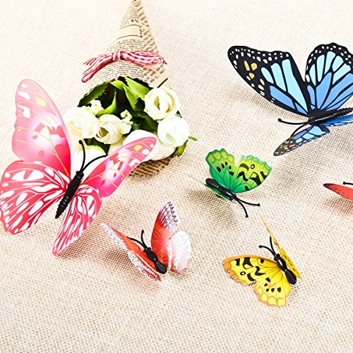 Foonii 72 Piezas 3D Mariposa Pegatinas de Pared Etiquetas Engomadas Mariposas Decoración de la Pared Para Hogar Casa Habitación (12 Rojo,12 Azul,12 Amarillo,12 Verde,12 Rosa,12 Color)