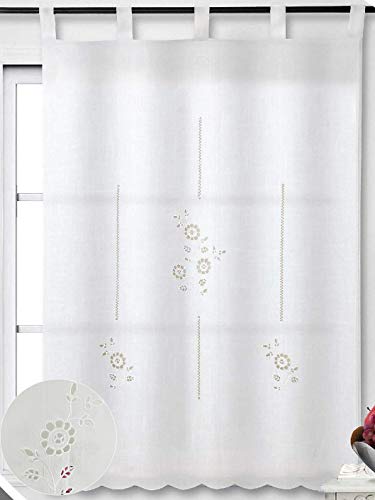 ForenTex Cortinas Cocina 150x180cm Bordadas Florales Decorativos para Ventanas, Polyester, L-1051, L