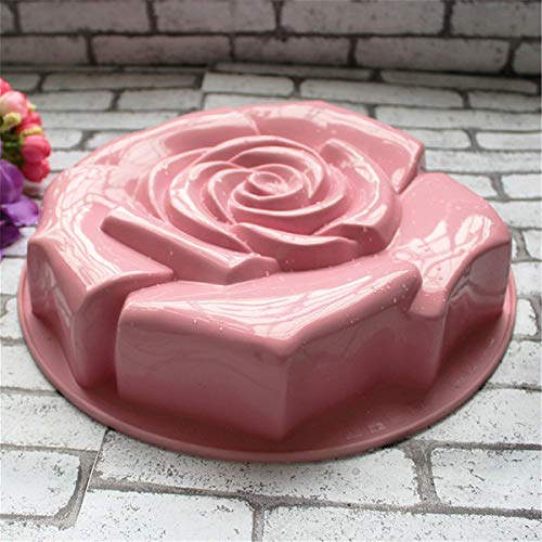 Forma de Rosa Flor Grande Moldes de Silicone - Molde Antiadherente de la Torta de Silicona para Repostería, Bizcocho, Tartas, Repostería, Bizcocho, Gelatina Grande, Pan