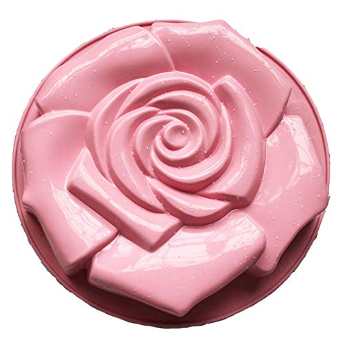 Forma de Rosa Flor Grande Moldes de Silicone - Molde Antiadherente de la Torta de Silicona para Repostería, Bizcocho, Tartas, Repostería, Bizcocho, Gelatina Grande, Pan