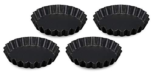 Formegolose 86204FG Juego de 4 moldes tartaletas, 12 cm, Acero, Negro