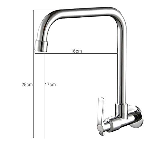 Fregadero Cocina Grifos Frío Grifo Mezclador 360 Giratorias Giratoria Estructura Montaje/de Pared Monomando Caño Giratorio Agua Fría - #5 wall mounted