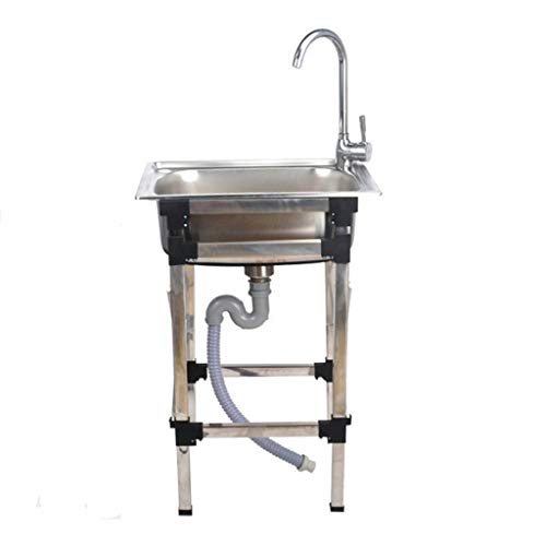 Fregadero para hostelería Fregadero de Acero Inoxidable para Uso Profesional Cocina Fregadero para Restaurante Lavabo con Grifo Soporte Ajustable