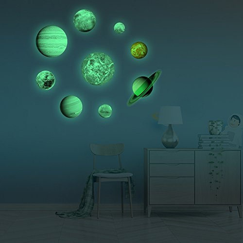 Frifer Adhesivos Decorativos Luminoso de cámara NEUFS Planetas Pegatinas Bricolaje Decorativo para habitación Niños