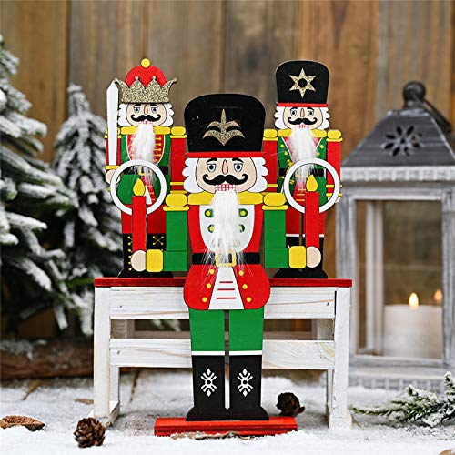 FSHB 1 Unids Año Nuevo Decoración Niños Muñeca Soldado Cascanueces de Madera Feliz Navidad Decoración Adornos Colgantes para Árbol de Navidad, C-Pequeño