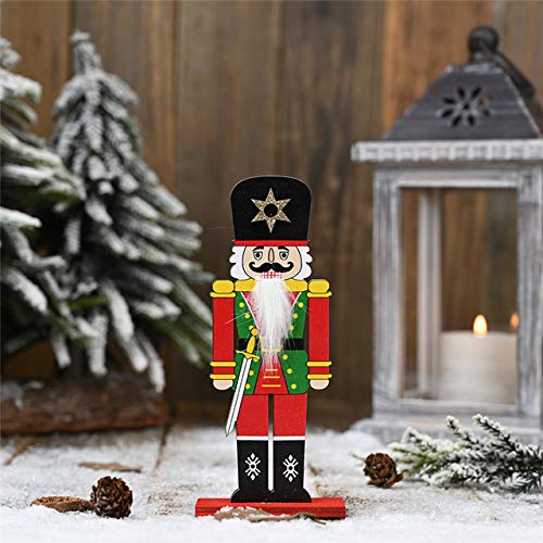 FSHB 1 Unids Año Nuevo Decoración Niños Muñeca Soldado Cascanueces de Madera Feliz Navidad Decoración Adornos Colgantes para Árbol de Navidad, C-Pequeño