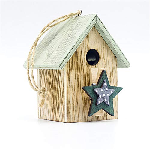 FSHB 2PCS Creative Christmas Little Wood House Colgante Clip de Madera Árbol de Navidad Adornos Colgantes Ventana Exhibición Decoración de Fiesta de Navidad, Estrella