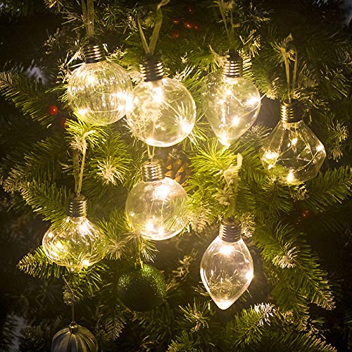 FSHB Bombilla de simulación Árbol de Navidad Colgante de iluminación Filamento en Forma de Pet Bola de Navidad Que cuelga en el árbol de Navidad Decoraciones de Navidad, B