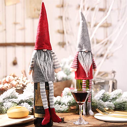 FSHB Christmas Bottle Decoration Santa Claus Wine Bottle Cover Bag New Year Party Table Decoration Home Dinner Party Supplies, 03-Green