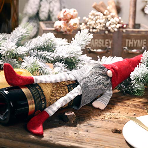 FSHB Christmas Bottle Decoration Santa Claus Wine Bottle Cover Bag New Year Party Table Decoration Home Dinner Party Supplies, 03-Green