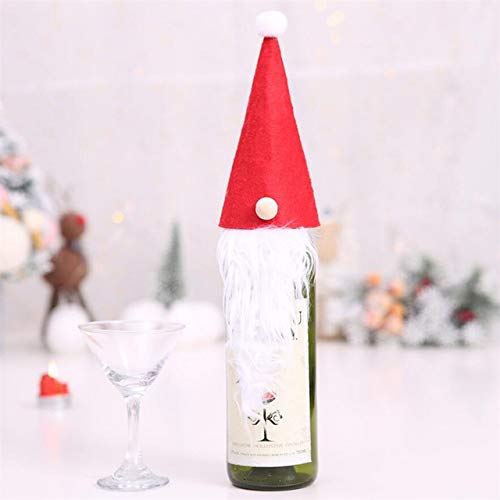 FSHB Christmas Bottle Decoration Santa Claus Wine Bottle Cover Bag New Year Party Table Decoration Home Dinner Party Supplies, 03-Green