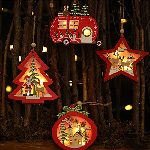 FSHB Soldado Cascanueces Colgante Luz Led Navidad DIY Decoración de Árbol de Madera Colgante Decoración Feliz Navidad, B-Round