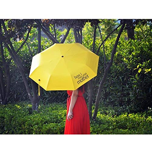 FTFSY Cómo conocí a Vuestra Madre Paraguas Amarillo para Mujer Paraguas Plegables de Lolita Cúpula Parapluie Sombrilla 8K Mujer Princesa Rain Gear