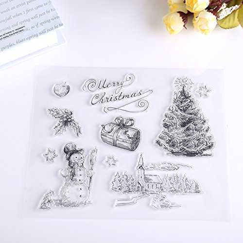 FTVOGUE Árbol de Navidad del Muñeco de Nieve de Navidad Claro Sello Scrapbook Álbum Decoración para el Hogar Tarjeta de Regalo Niño Adulto DIY