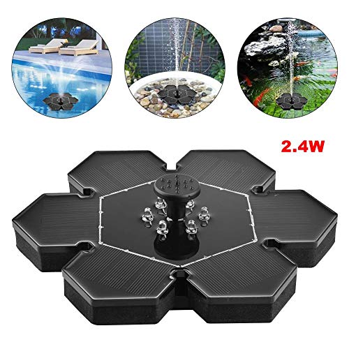 Fuente solar de 2,4 W, bomba solar para pozos con forma de flor, mini panel solar resistente al agua, con bomba sumergible para estanques de jardín, contenedores de peces, fuentes de jardín