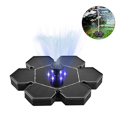 Fuente solar de 2,4 W, bomba solar para pozos con forma de flor, mini panel solar resistente al agua, con bomba sumergible para estanques de jardín, contenedores de peces, fuentes de jardín