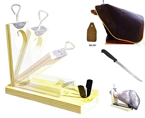 Fuerte plegable Soporte Jamonero Set 3 pcs Serrano Jamonero + Cuchillo Jamonero + Cuchillo Cover + Jamón Serrano Jamonero