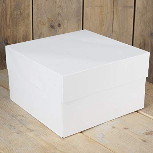 FunCakes - Caja para tartas (25 x 25 x 15 cm, 25 unidades), color blanco