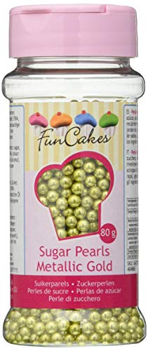 FunCakes, Perlas de Azúcar - Oro metálico - 80 gr.