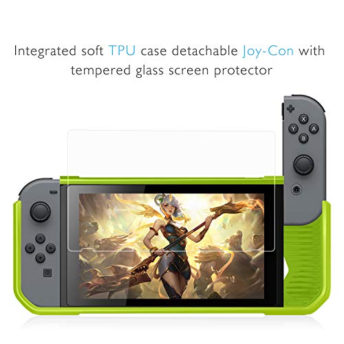 Funda Compatible con Switch,HEYSTOP TPU PC Carcasa de Protección con Protector de Pantalla para Switch Consola, Anti-Choques/Arañazo (Verde)