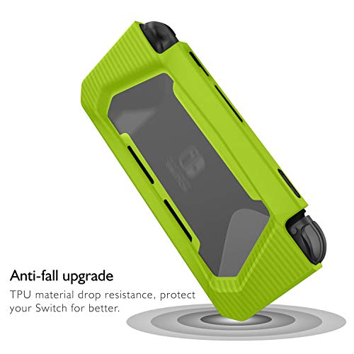 Funda Compatible con Switch,HEYSTOP TPU PC Carcasa de Protección con Protector de Pantalla para Switch Consola, Anti-Choques/Arañazo (Verde)