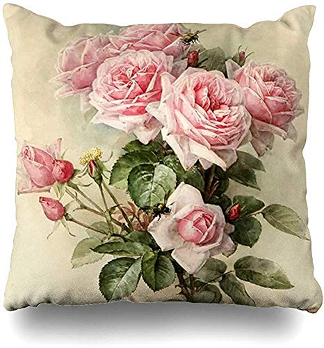 Funda De Almohada Vintage Shabby Chic Pink Rose Fundas De Cojines Florales Cute Holiday Sofa Pillowslip Square Pillowcases Throw Pillow Covers Tienda De Libros Home Hospital Hostel Sofa Cosy 45X