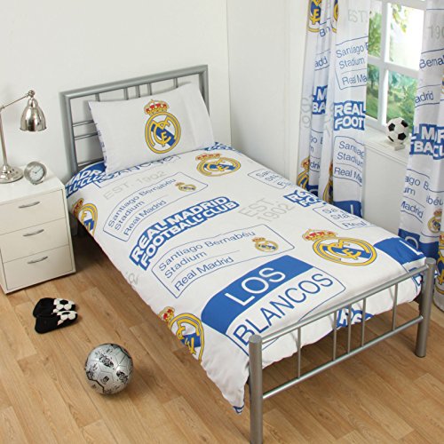 Funda de edredón reversible individual y funda de almohada del Real Madrid FC