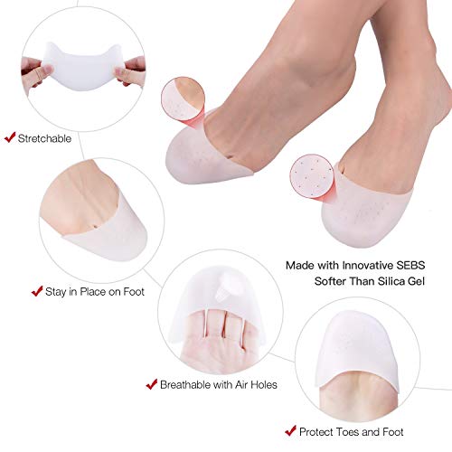 Funda de Gel para los Dedos de los Pies con protección para el antepié, fundas para pies con almohadillas metatarsales, cubierta protectora del pie de ballet para Zapatos de Tacón Alto, 2 pares