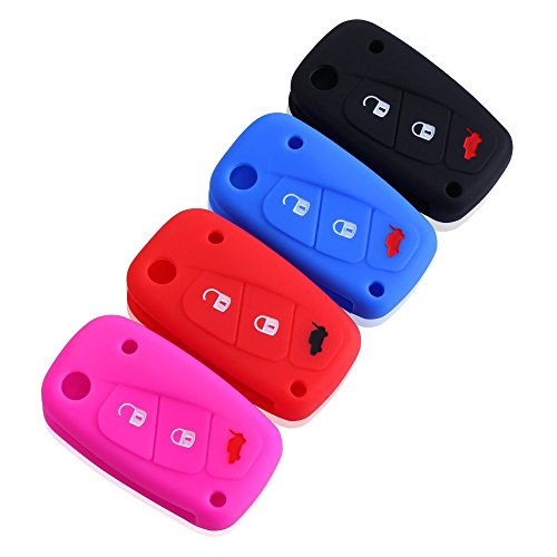 Funda de silicona Tiduer para llave de coche Fiat Panda, Stilo, Punto, Doblo, Grande, Bravo, 500, minibús Ducato, color rosa