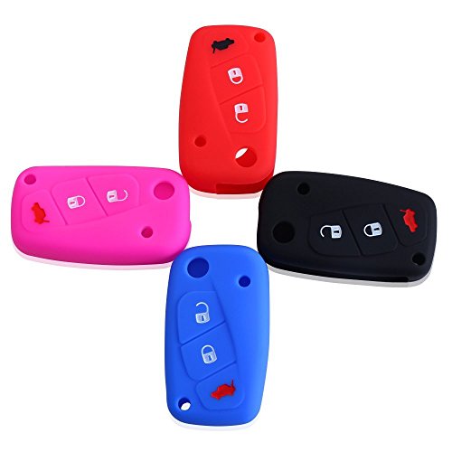 Funda de silicona Tiduer para llave de coche Fiat Panda, Stilo, Punto, Doblo, Grande, Bravo, 500, minibús Ducato, color rosa