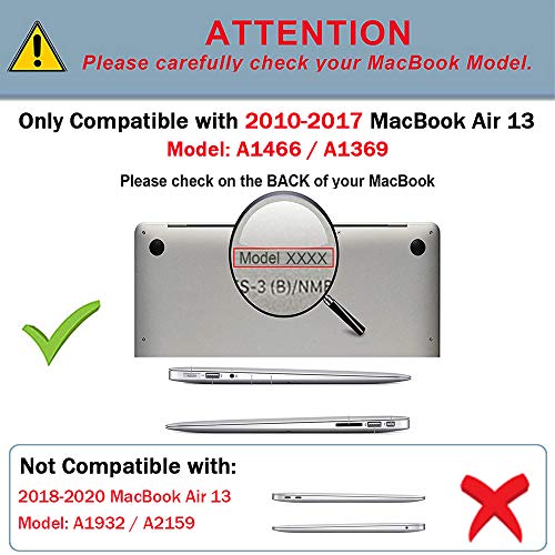 Funda MacBook Air 13 pulgadas (Versión: 2010-2017),TECOOL Delgado Cubierta Plástico Dura Case Carcasa con Tapa del Teclado para MacBook Air 13.3 Pulgada (Modelo: A1466 / A1369) - Cristal Clara