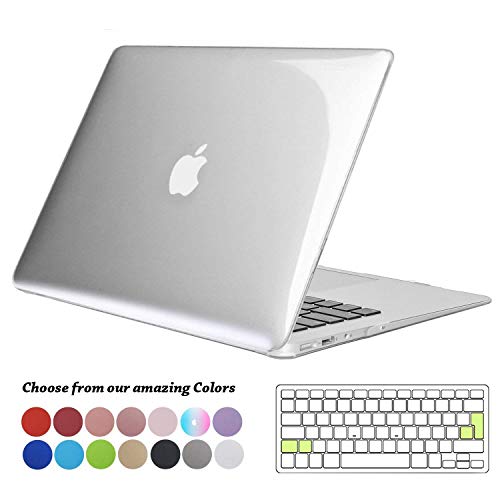 Funda MacBook Air 13 pulgadas (Versión: 2010-2017),TECOOL Delgado Cubierta Plástico Dura Case Carcasa con Tapa del Teclado para MacBook Air 13.3 Pulgada (Modelo: A1466 / A1369) - Cristal Clara