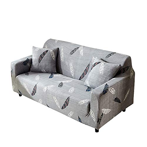 Funda para sofá con diseño moderno de 1/2/3/4 plazas, antideslizante, funda elástica para sofá y protector para mascotas, lona, pluma, 4-Seater Sofa Length 90-118In + 1pcs Free Pillowca