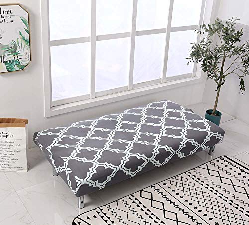 Fundas de Sofá Sin Brazos Plegable Fabric Poliéster Spandex Protector de Muebles Cubre Sofa Cubierta para Sofa Cama Fundas de Clic-clac Elástica Gris/Patrón Rombo