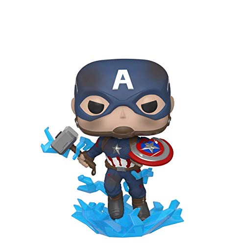 Funko- Pop Marvel: Endgame-Captain America w/BrokenShield & Mjolnir Capt A w/BrokenShield&Mjolnir Colctib Toy, Multicolor, Talla Única (45137)