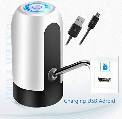 furein Dispensador Bomba de Agua Eléctrico Universal, Recargable por USB, Color Blanco, Tamaño (6x6x13cm)