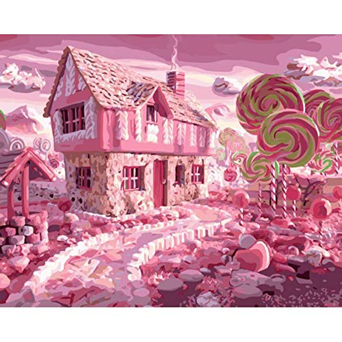 FXBSZ Pink Sweet Candy Village Picture póster Moderno para Sala de Estar Dormitorio Pasillo decoración hogar Pared Arte Pintura sin Marco 60x90cm