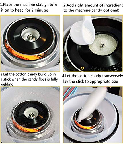 FXXJ Máquina de algodón de azúcar, Estilo Colorido: Hace Caramelo Duro, Caramelo sin azúcar, algodón de azúcar, Dulces caseros para Fiestas de cumpleaños,Blanco