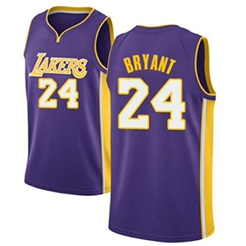 FYPARF Camiseta De Baloncesto para Hombres # 24 Camiseta De Kobe Bryant Lakers Camiseta Sin Mangas Unisex De Malla Bordada Camiseta De Baloncesto Swingman Top Chalecos Sin Mangas Bordados (A,L)