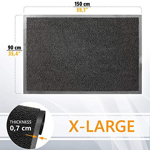 GadHome Felpudo de Entrada Negro 90x150 cm | Alfombra Exterior para Puerta, Impermeable, Lavable para Atrapar Suciedad para Recibidor | Alfombrilla Antideslizante, Pasillo, Cocina, Dormitorio