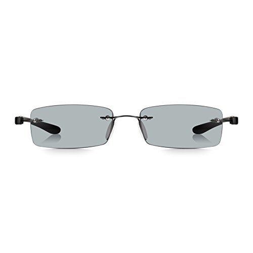 Gafas de Sol Graduadas READ OPTICS de Lectura Hombre/Mujer: Lentes para Leer +2.5 Dioptrías-Tintadas con Protección UV-400 | Ligeras y Resistentes Sin Marco con Varillas en Negro Mate de Policarbonato