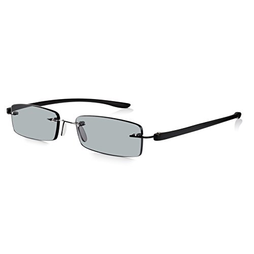 Gafas de Sol Graduadas READ OPTICS de Lectura Hombre/Mujer: Lentes para Leer +2.5 Dioptrías-Tintadas con Protección UV-400 | Ligeras y Resistentes Sin Marco con Varillas en Negro Mate de Policarbonato