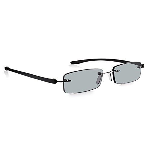 Gafas de Sol Graduadas READ OPTICS de Lectura Hombre/Mujer: Lentes para Leer +2.5 Dioptrías-Tintadas con Protección UV-400 | Ligeras y Resistentes Sin Marco con Varillas en Negro Mate de Policarbonato