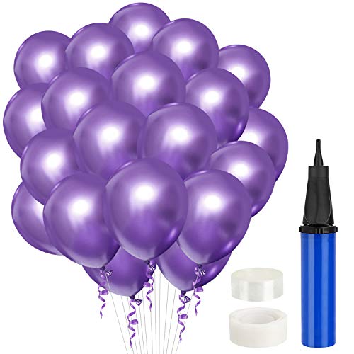 Gafild 60 Piezas Globos Metalizados, PúrpuraGlobos de Fiesta Decoraciones Cumpleaños Globos De Látex para Cumpleaños, Bodas Aniversario, Bautizos Comunion Graduacion Fiesta Decoracio