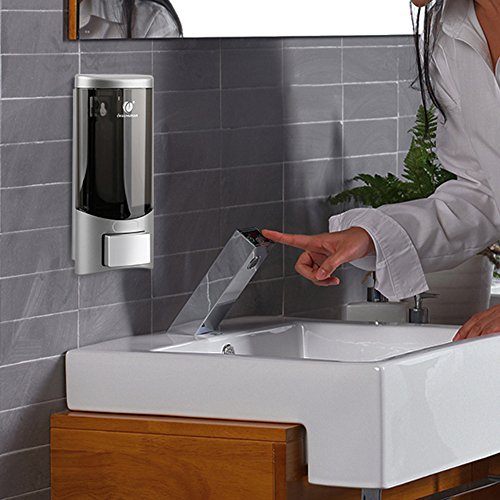 Galapara CHUANGDIAN 500 ml Dispensador de Jabón para Pared Fijación Manual de una única Botella de Champú Dispensador con Adhesivo, Plástico, Plata