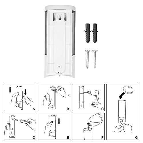 Galapara CHUANGDIAN 500 ml Dispensador de Jabón para Pared Fijación Manual de una única Botella de Champú Dispensador con Adhesivo, Plástico, Plata