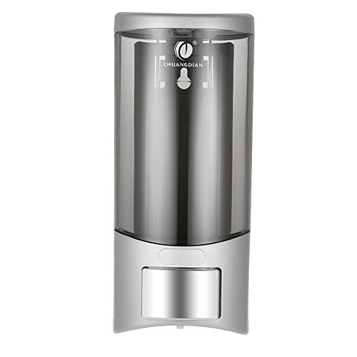 Galapara CHUANGDIAN 500 ml Dispensador de Jabón para Pared Fijación Manual de una única Botella de Champú Dispensador con Adhesivo, Plástico, Plata