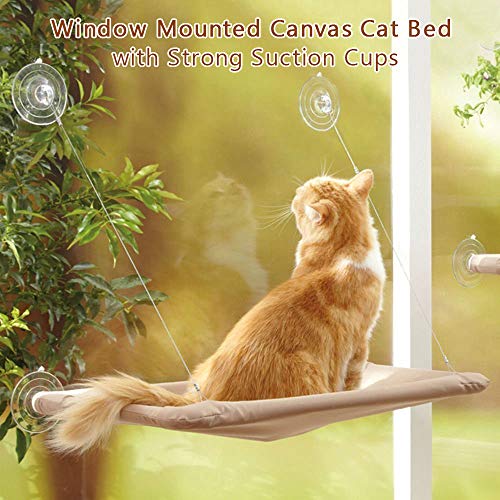 Galapara Hamaca para Ventana de Gato o Perca, Columna montada en la Cama del Gato Enfriamiento Lona Transpirable Ventosas Sunbath Hamaca Cama para Gatos Perros