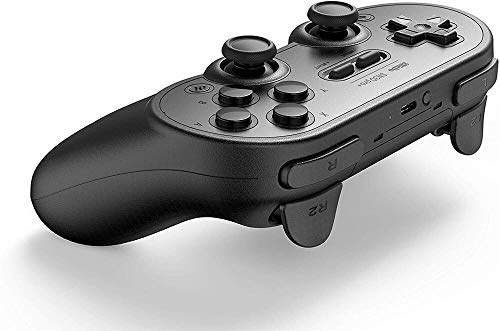 Gamepad 8BitDo SN30 Pro + Bluetooth para Nintendo Switch, PC, macOS, Android, Raspberry Pi con empuñadura, disparadores analógicos, batería desmontable, botones asignables, Gyro, Dpad, Rumble (negro)